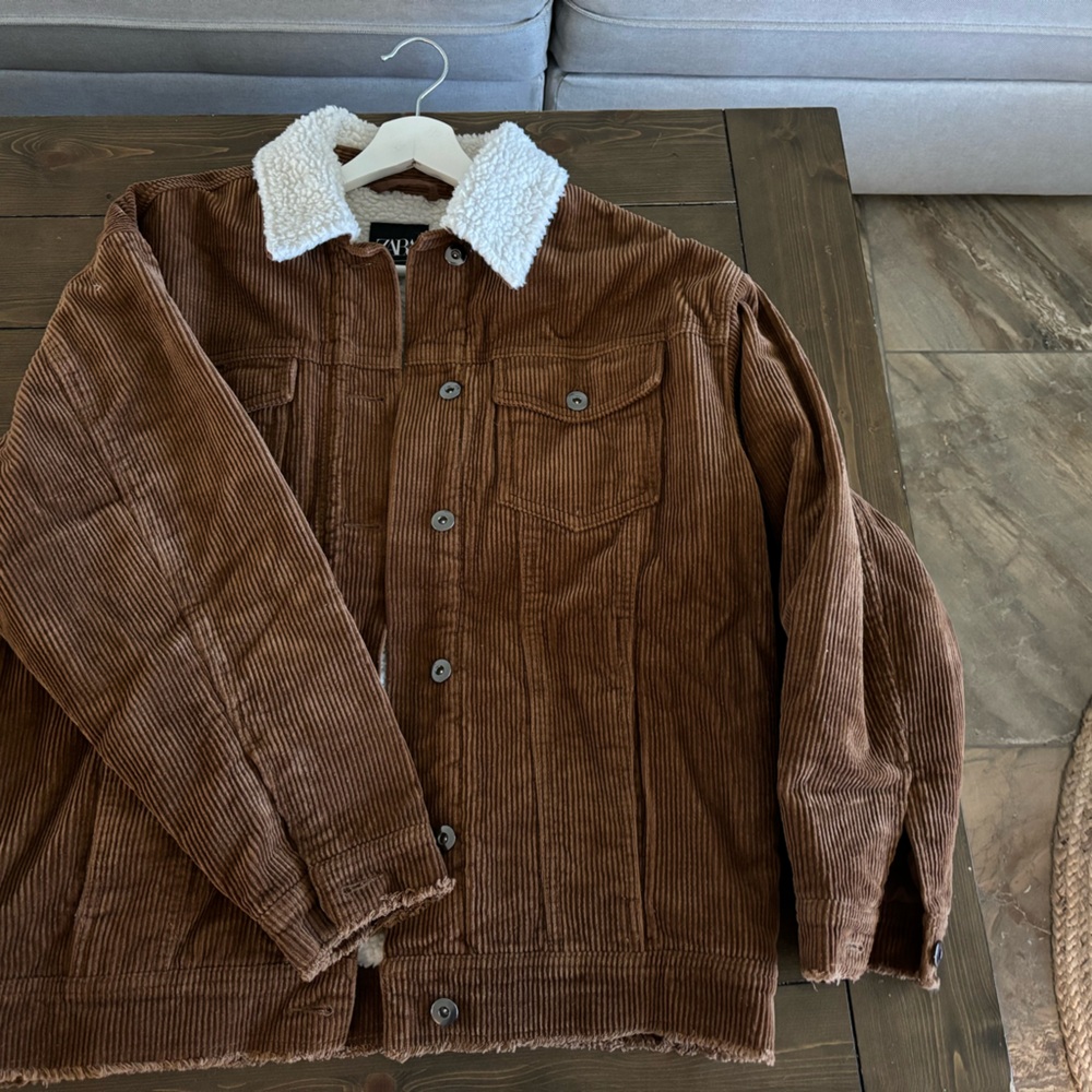 Zara Corduroy Jacket With Shearling